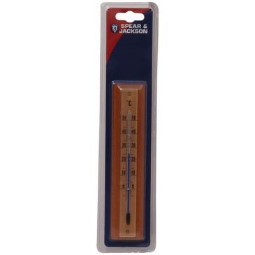 Thermomètre bois acajou doré 18cm