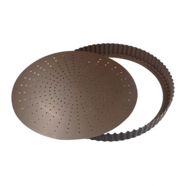 Tourtière cannelée 32 cm avec fond amovible perforé - Acier antiadhérent
