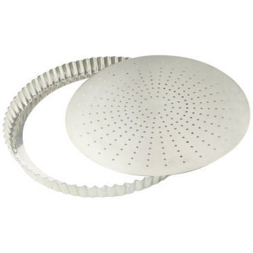 Tourtière cannelée perforée 30 cm à fond amovible - Fer Blanc