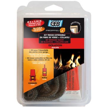 Tresse fibre verre extensible kit Ø 6 mm x 2.50 m tube collafeu