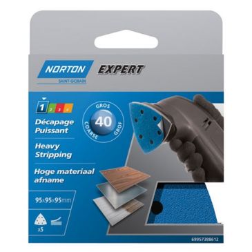 Patin triangle - auto-agrippant - perforé - grain de 40 - décapage puissant