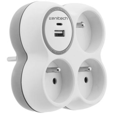 Triplite 16 A avec chargeur usb A et C gris blanc
