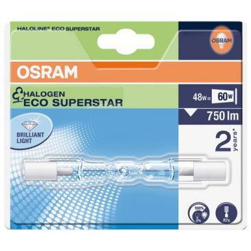 Tube r7s halogène  75mm  48W    bl