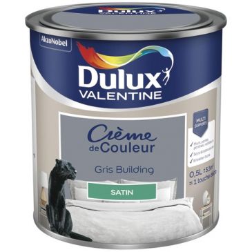 Peinture 0.5 L Crème de Couleur Satin - Gris Building