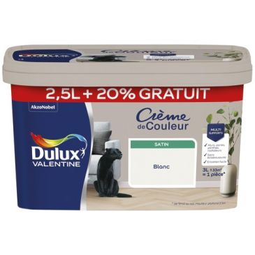 Peinture 2.5 L + 20 % Crème de Couleur Satin - Blanc