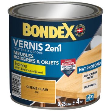 Vernis 2 en 1 Meubles & Boiseries 250 ml Mat - Chêne Clair