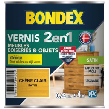 Vernis 2 en 1 Meubles & Boiseries 250 ml Satin - Chêne Clair