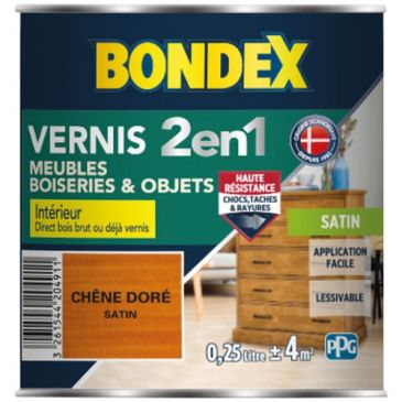 Vernis 2 en 1 Meubles & Boiseries 250 ml Satin - Chêne Doré