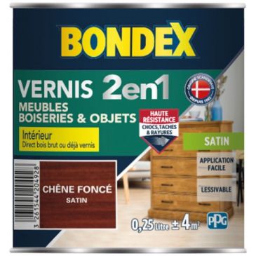 Vernis 2 en 1 Meubles & Boiseries 250 ml Satin - Chêne Foncé