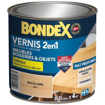 Vernis 2 en 1 Meubles & Boiseries 250 ml Mat - Incolore