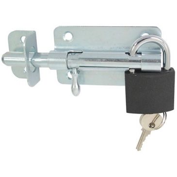Verrou de box porte cadenas gâche Ø12 mm zingué