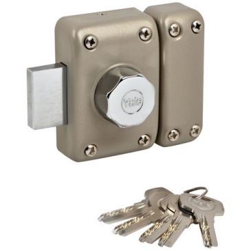 Verrou à bouton et cylindre 5 goupilles -  D23 mm - L : 40 mm -  4 clés - b