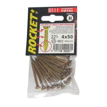 vis rocket minivybac pozidriv tête fraisée 5x70mm x10