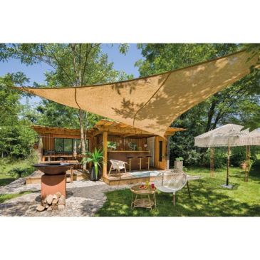 Voile d'ombrage triangulaire 3 x 3 m en jute naturelle